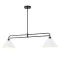 2-Light Matte Black Linear Chandelier with White Conical Iron Shades - product image 1 | Zenvolit