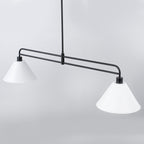 2-Light Matte Black Linear Chandelier with White Conical Iron Shades - product image 5 | Zenvolit
