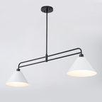 2-Light Matte Black Linear Chandelier with White Conical Iron Shades - product image 6 | Zenvolit