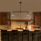 2-Light Matte Black Linear Chandelier with White Conical Iron Shades - product image 11 | Zenvolit