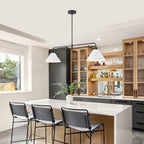 2-Light Matte Black Linear Chandelier with White Conical Iron Shades - product image 13 | Zenvolit