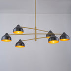 6-Light Mid-Century Matte Black & Gold Linear Chandelier Iron Shades - product image 10 | Zenvolit