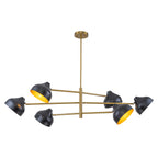 6-Light Mid-Century Matte Black & Gold Linear Chandelier Iron Shades - product image 11 | Zenvolit