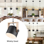 Modern Pendant Light Adjustable Acacia Wood Frame&Deep Cylinder Shade - product image 12 | Zenvolit