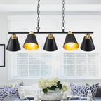 5-Light Black Linear Pendant Light with Hammered Conical Metal Shades - product image 1 | Zenvolit