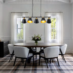 5-Light Black Linear Pendant Light with Hammered Conical Metal Shades - product image 2 | Zenvolit