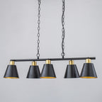 5-Light Black Linear Pendant Light with Hammered Conical Metal Shades - product image 11 | Zenvolit