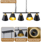 5-Light Black Linear Pendant Light with Hammered Conical Metal Shades - product image 14 | Zenvolit