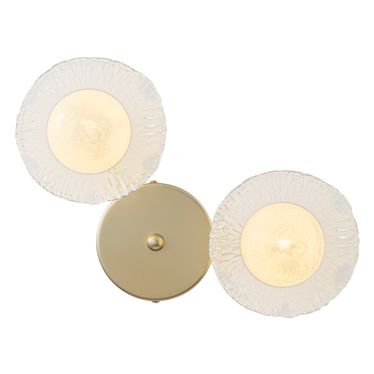 Gold Lotus Leaf Textured Glass Plate Wall Sconce Moon Globe Lampshade - product image 10 | Zenvolit