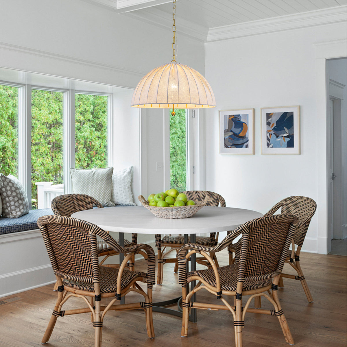 19.69" 1-Light Modern Hanging Pendant Light Fabric Shade Living Space - product image 2 | Zenvolit