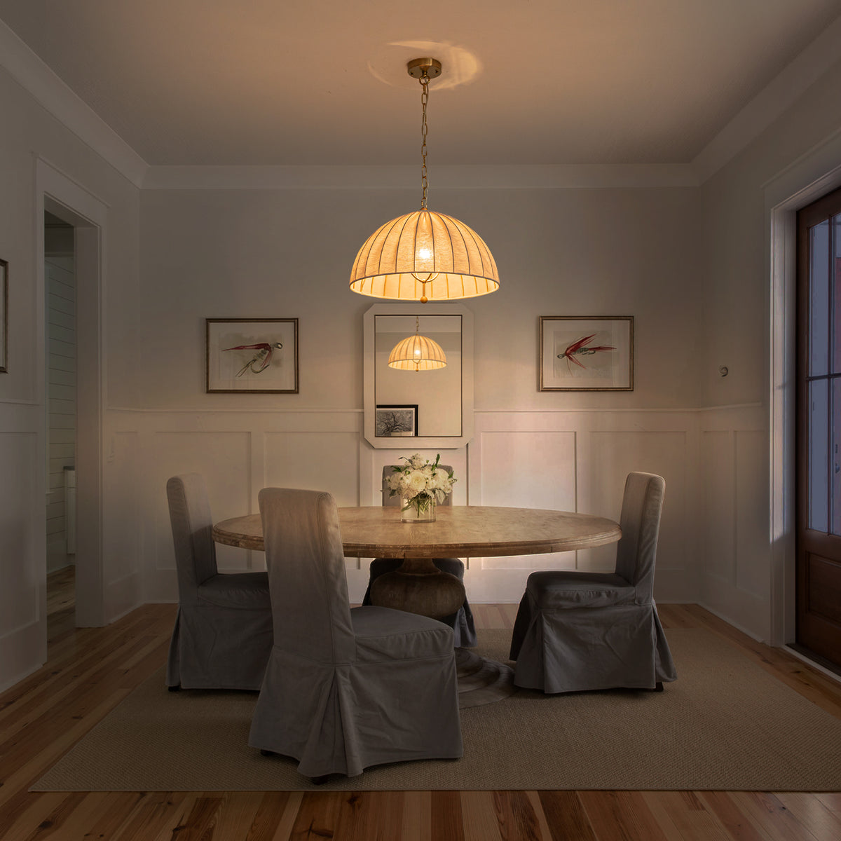 19.69" 1-Light Modern Hanging Pendant Light Fabric Shade Living Space - product image 3 | Zenvolit