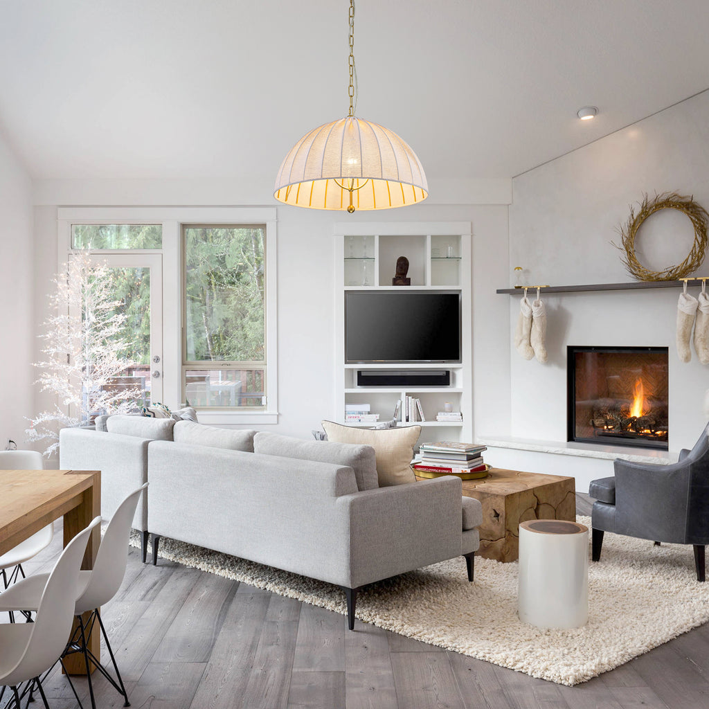 19.69" 1-Light Modern Hanging Pendant Light Fabric Shade Living Space - product image 5 | Zenvolit