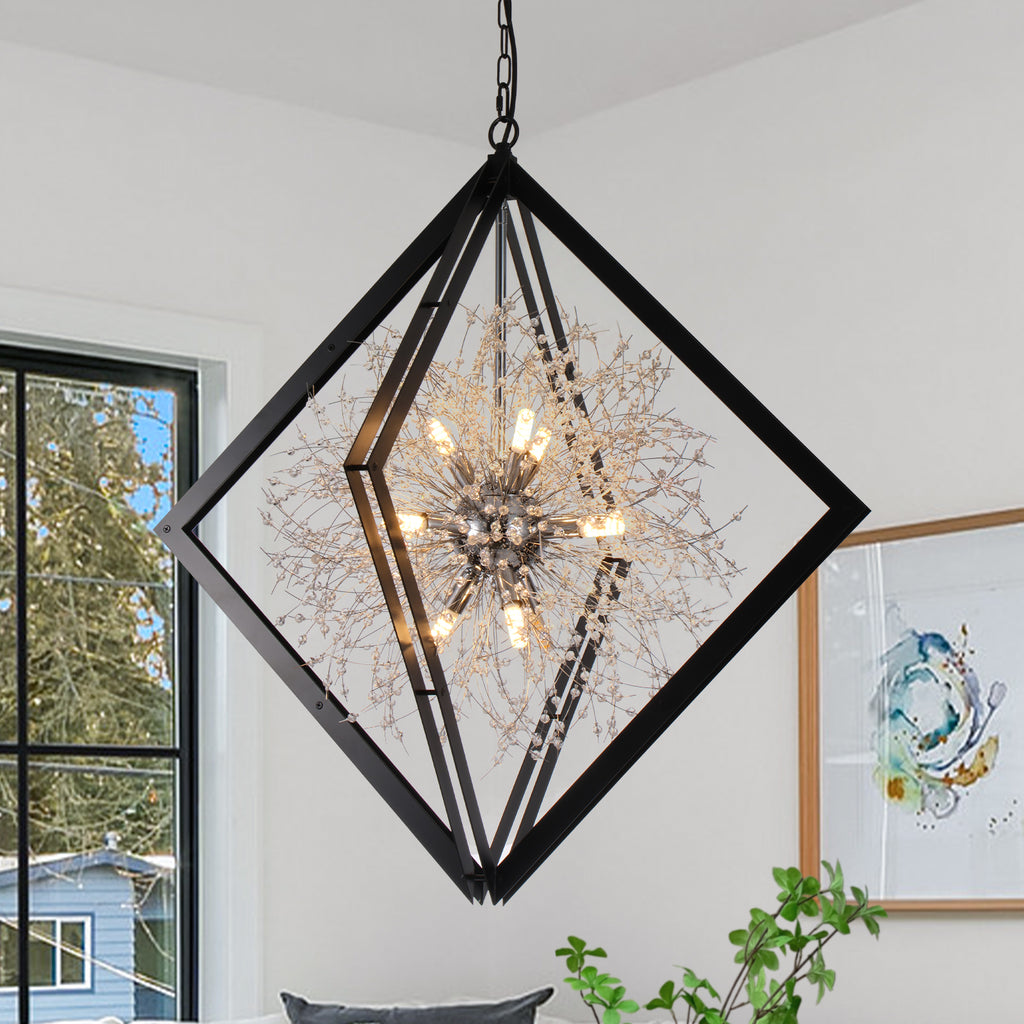 Modern Black Sputnik Crystal Chandelier Pendant Light for Dining Room - product image 1 | Zenvolit