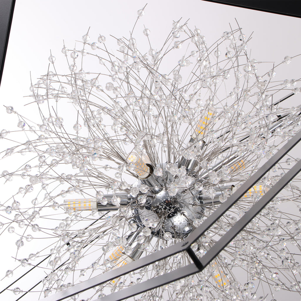 Modern Black Sputnik Crystal Chandelier Pendant Light for Dining Room