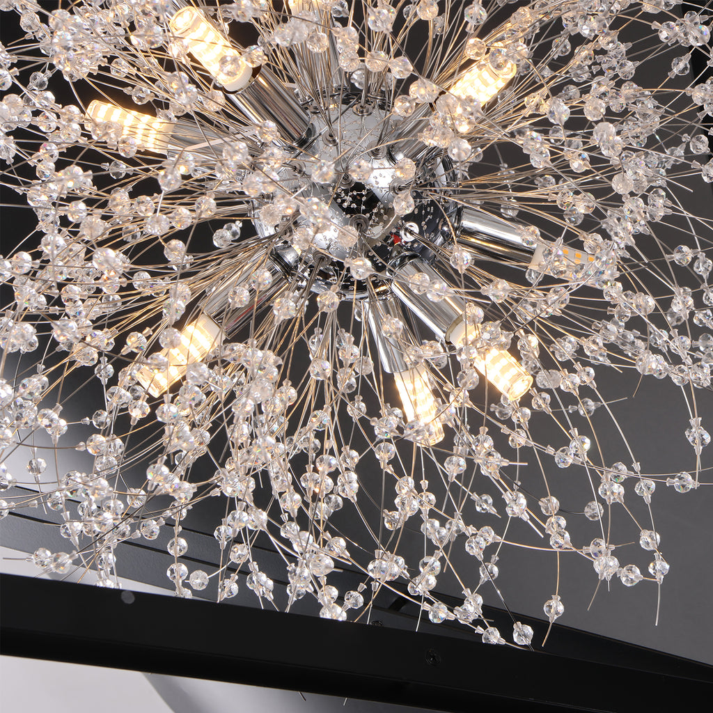 Modern Black Sputnik Crystal Chandelier Pendant Light for Dining Room