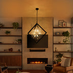 Modern Black Sputnik Crystal Chandelier Pendant Light for Dining Room