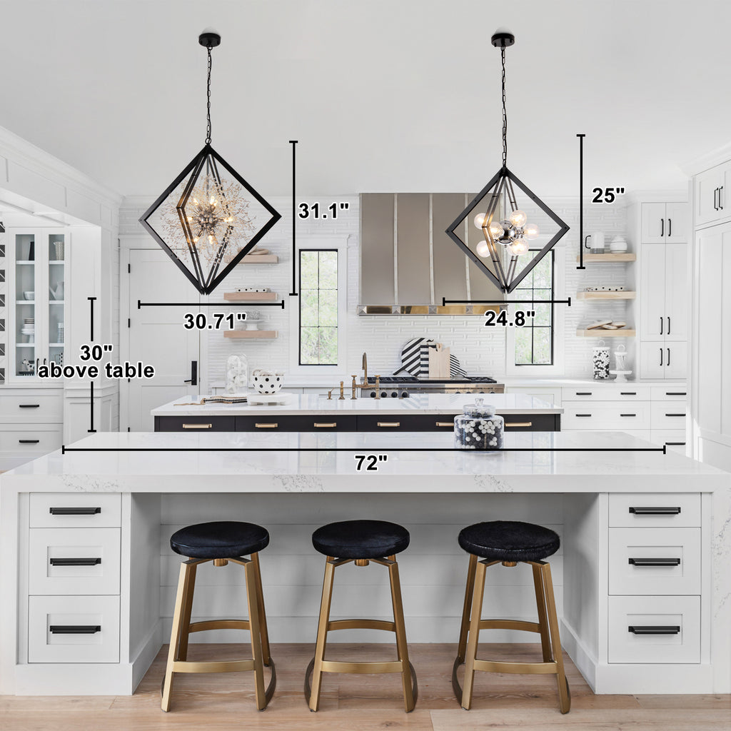Modern Black Sputnik Chandelier with Clear Glass Shades Dining Room - product image 1 | Zenvolit