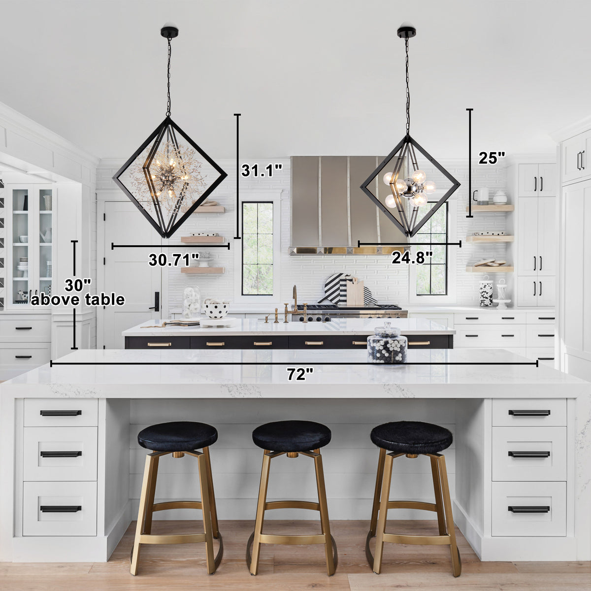 Modern Black Sputnik Chandelier with Clear Glass Shades Dining Room - product image 1 | Zenvolit