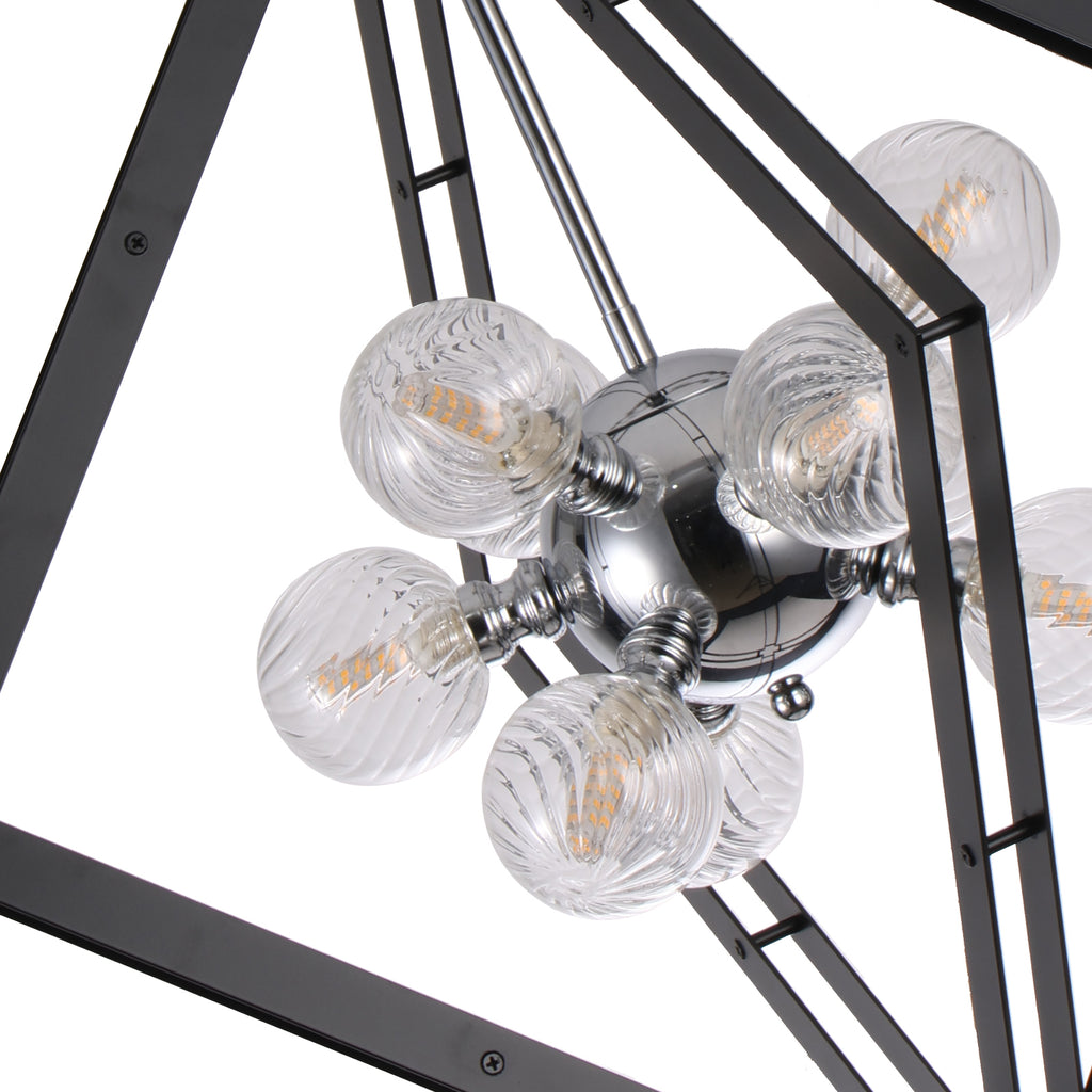 Modern Black Sputnik Chandelier with Clear Glass Shades Dining Room