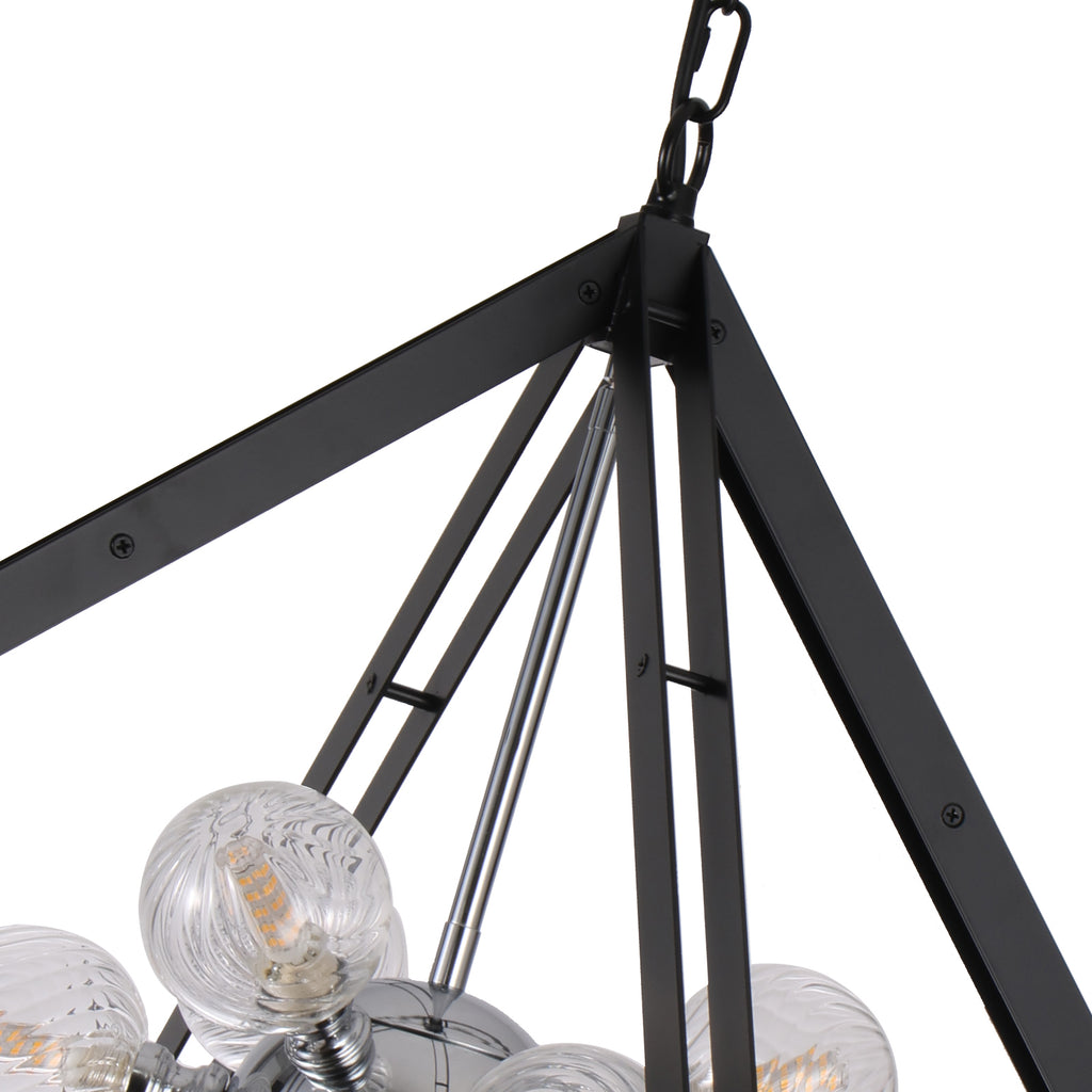 Modern Black Sputnik Chandelier with Clear Glass Shades Dining Room