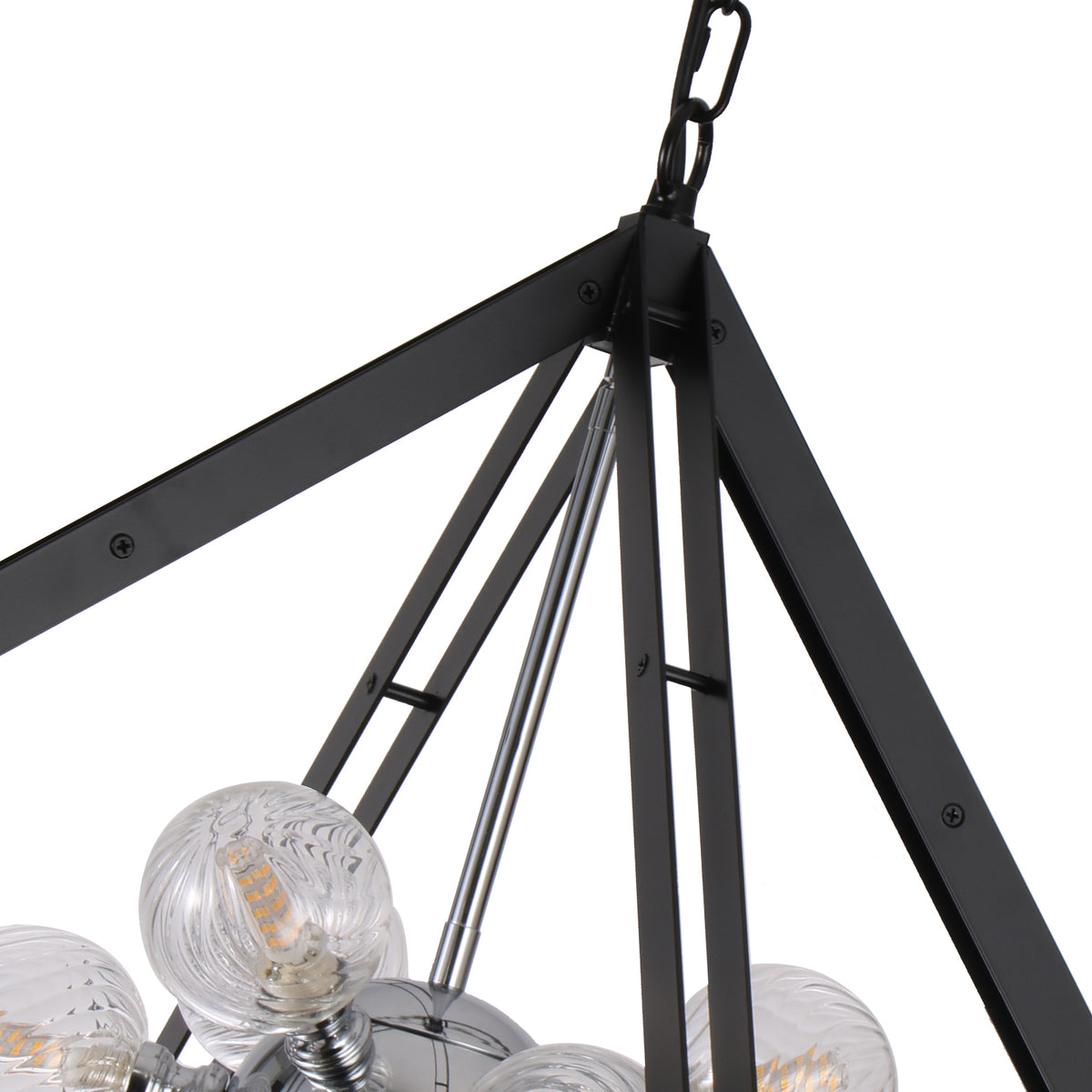 Modern Black Sputnik Chandelier with Clear Glass Shades Dining Room