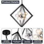 Modern Black Sputnik Chandelier with Clear Glass Shades Dining Room