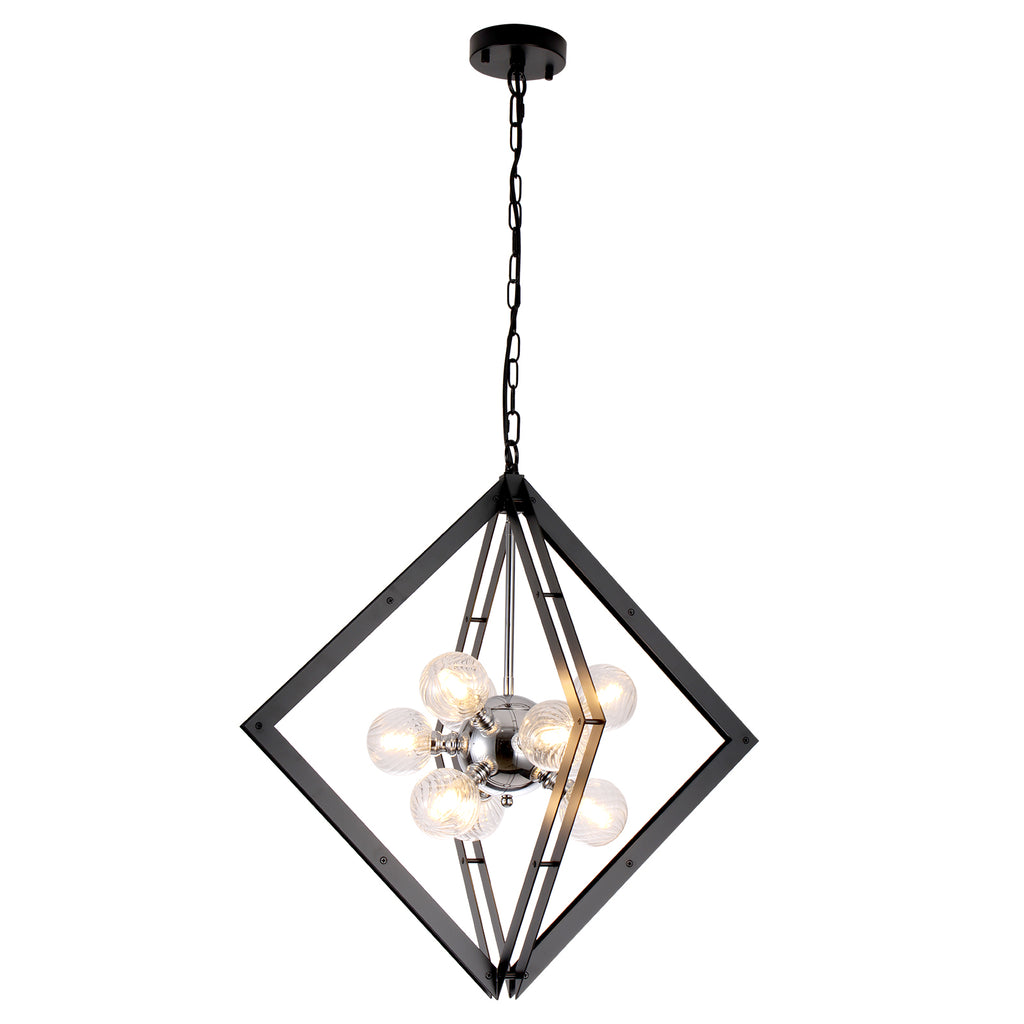 Modern Black Sputnik Chandelier with Clear Glass Shades Dining Room