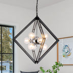 Modern Black Sputnik Chandelier with Clear Glass Shades Dining Room