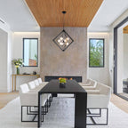 Modern Black Sputnik Chandelier with Clear Glass Shades Dining Room