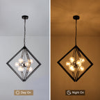 Modern Black Sputnik Chandelier with Clear Glass Shades Dining Room