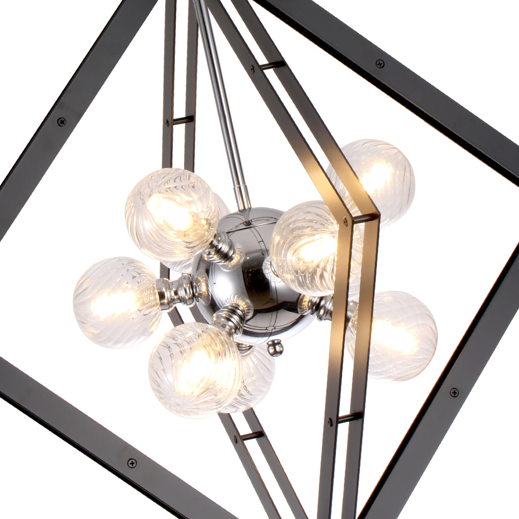 Modern Black Sputnik Chandelier with Clear Glass Shades Dining Room