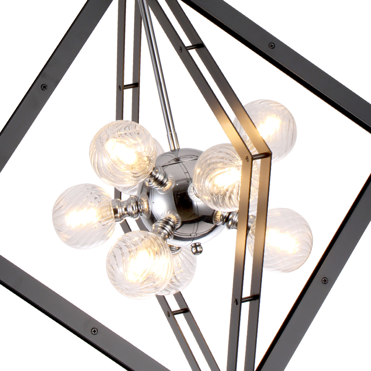 Modern Black Sputnik Chandelier with Clear Glass Shades Dining Room