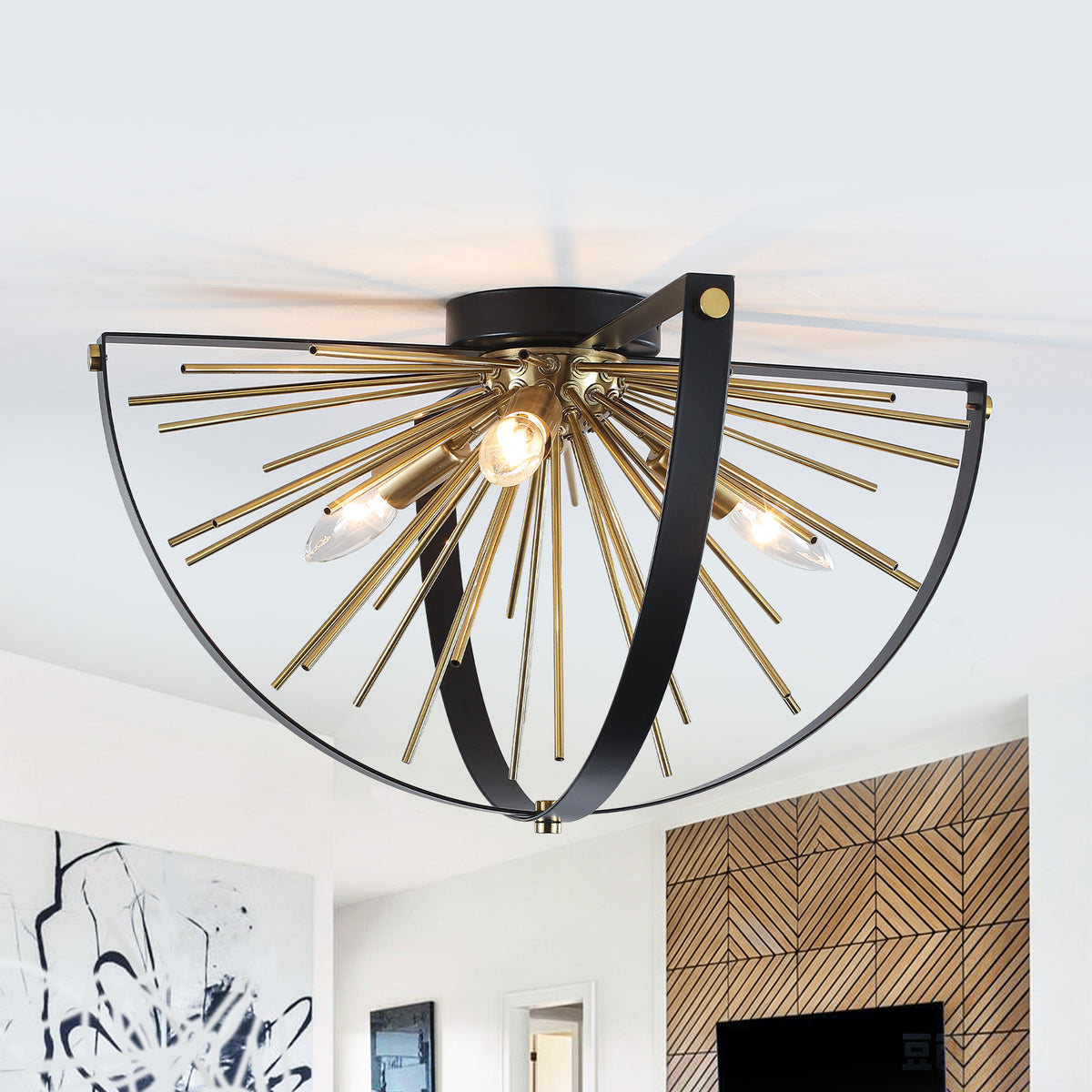 3-Light Modern Sputnik Flush Mount Ceiling Light Bedroom Living Room
