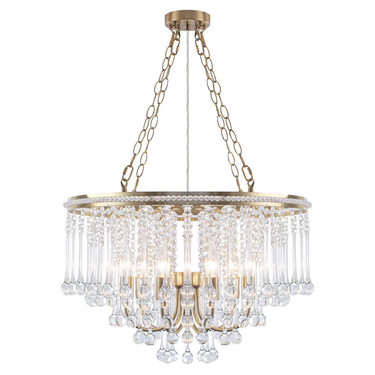 6-Light Gold Crystal Chandelier with Octagon Beads & Teardrop Strands - product image 2 | Zenvolit
