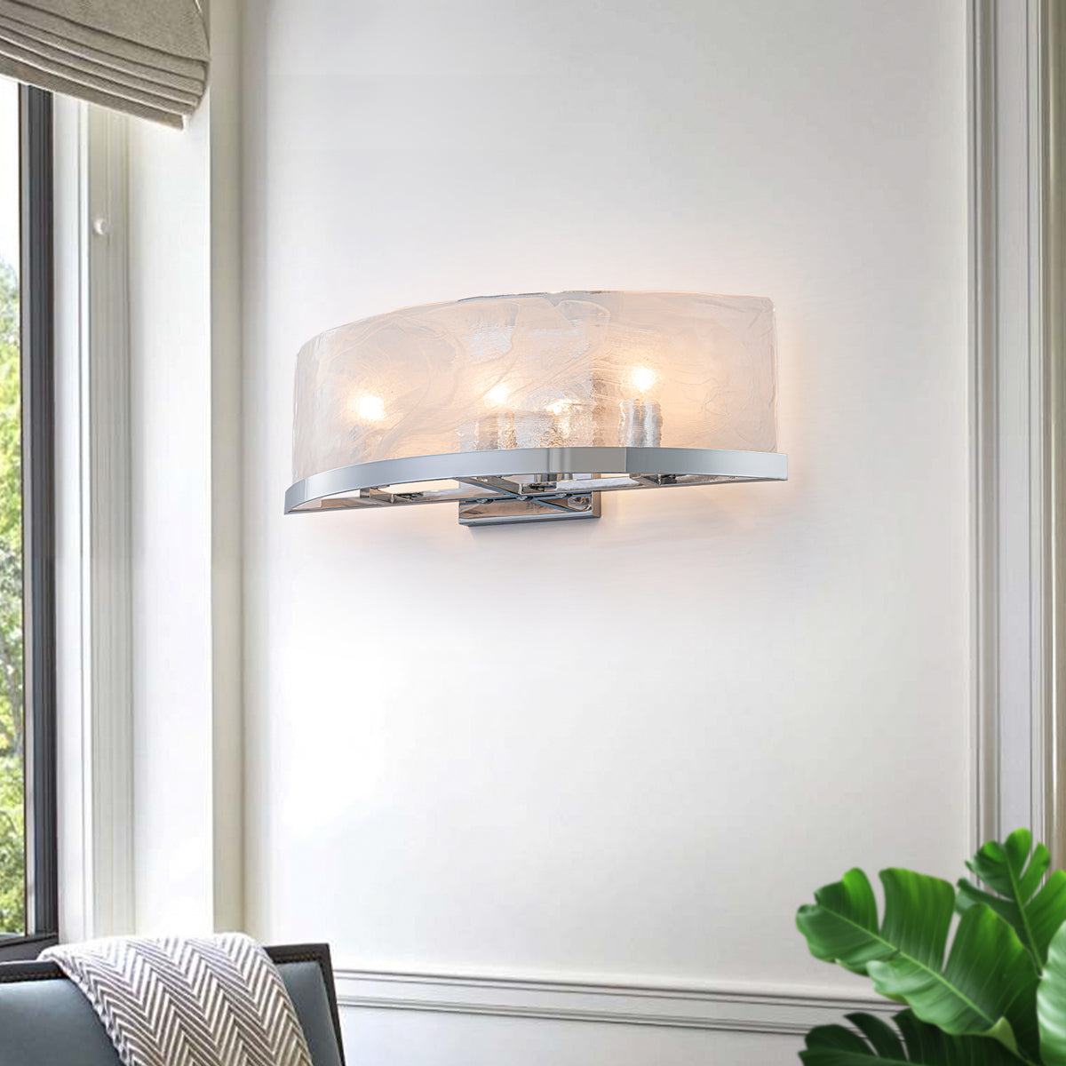 3-Light Modern Chrome Wall Sconce with Cloud Glass Shades - product image 1 | Zenvolit
