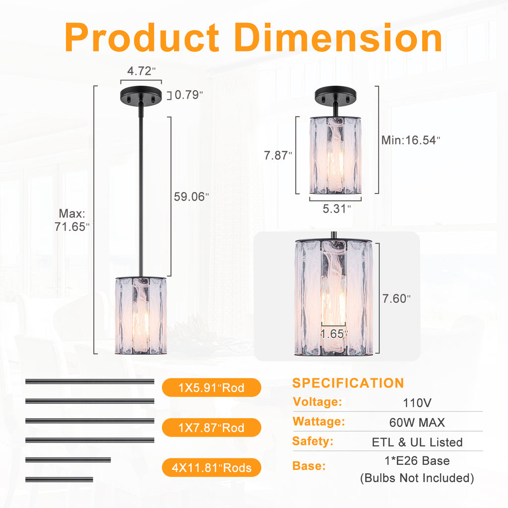 Cloudy White Glass Black Pendant Lighting Modern for Kitchen Island - product image 1 | Zenvolit