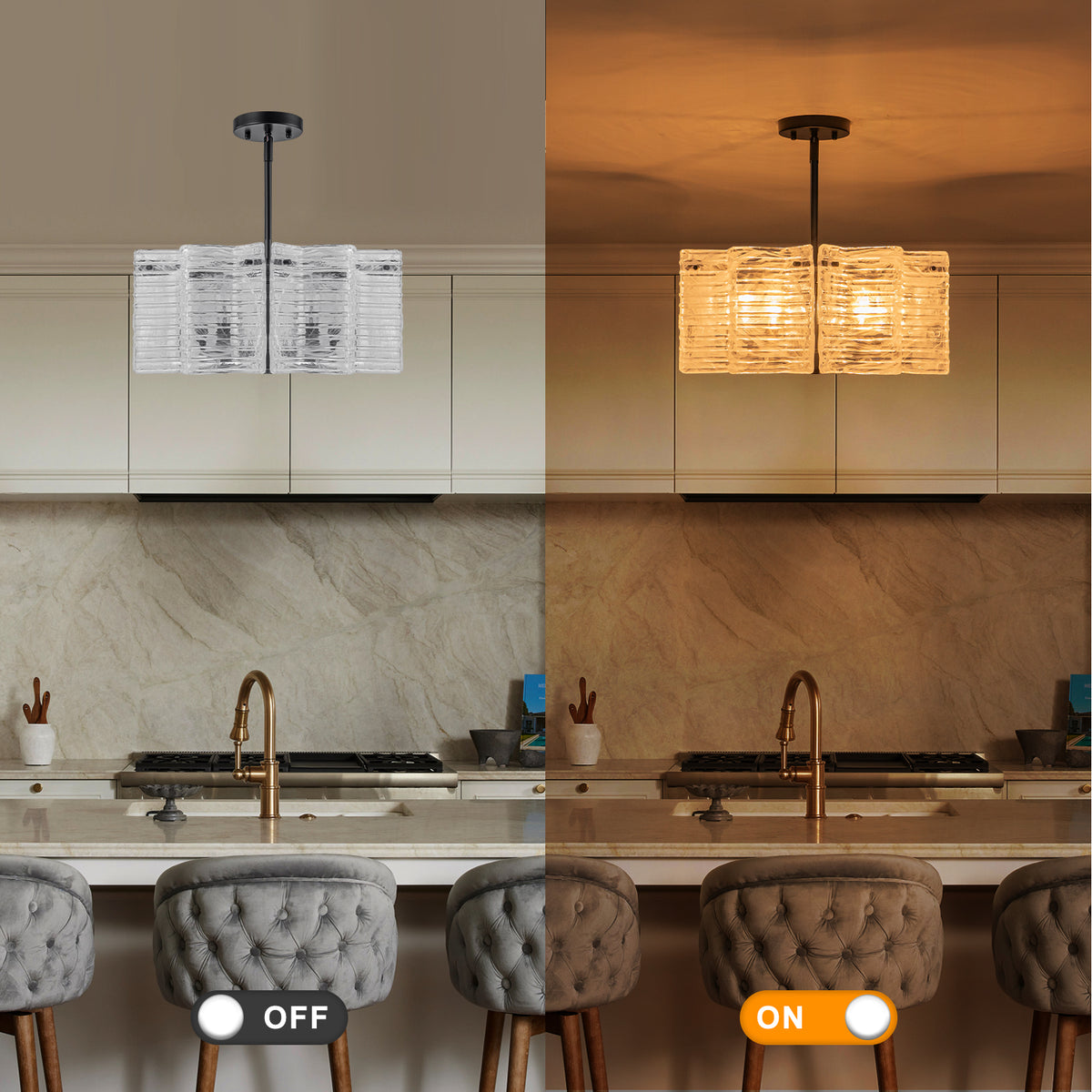 Modern 5-Light Glass Chandelier with Cloudy White Shades - product image 2 | Zenvolit