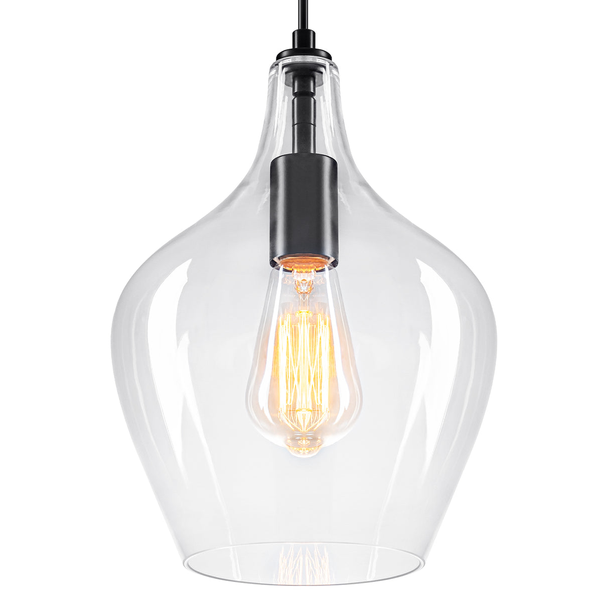 Industrial Pendant Light Clear Glass Matte Black Kitchen Island - product image 4 | Zenvolit