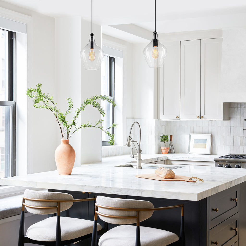 Industrial Pendant Light Clear Glass Matte Black Kitchen Island - product image 8 | Zenvolit