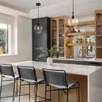 Industrial Pendant Light Clear Glass Matte Black Kitchen Island - product image 11 | Zenvolit