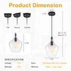 Industrial Pendant Light Clear Glass Matte Black Kitchen Island - product image 15 | Zenvolit