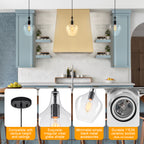 Industrial Pendant Light Clear Glass Matte Black Kitchen Island - product image 17 | Zenvolit