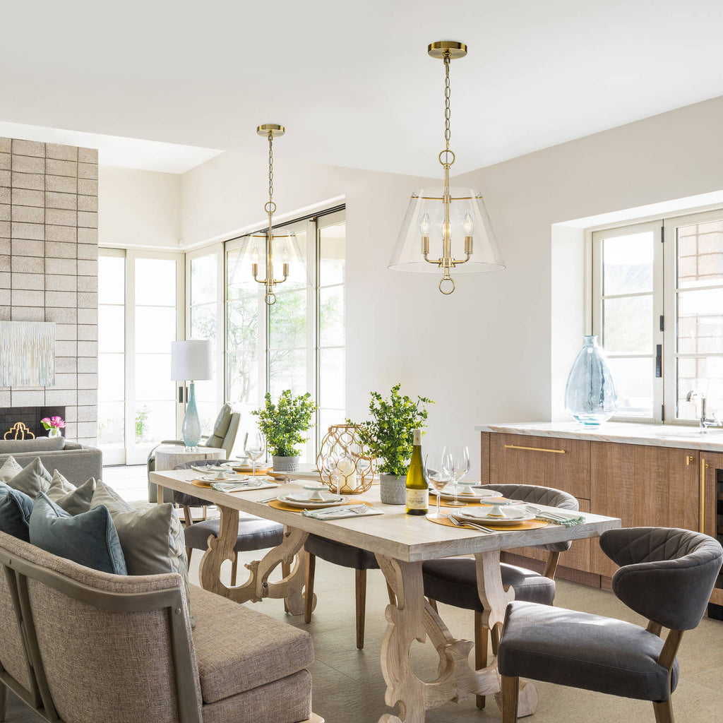 14.21" 3-Light Modern Gold Pendant Chandelier with Clear Glass Shades - product image 1 | Zenvolit