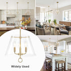 14.21" 3-Light Modern Gold Pendant Chandelier with Clear Glass Shades - product image 3 | Zenvolit