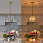 14.21" 3-Light Modern Gold Pendant Chandelier with Clear Glass Shades - product image 5 | Zenvolit
