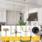 14.21" 3-Light Modern Gold Pendant Chandelier with Clear Glass Shades - product image 6 | Zenvolit