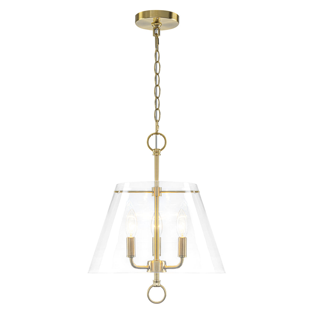 14.21" 3-Light Modern Gold Pendant Chandelier with Clear Glass Shades - product image 8 | Zenvolit