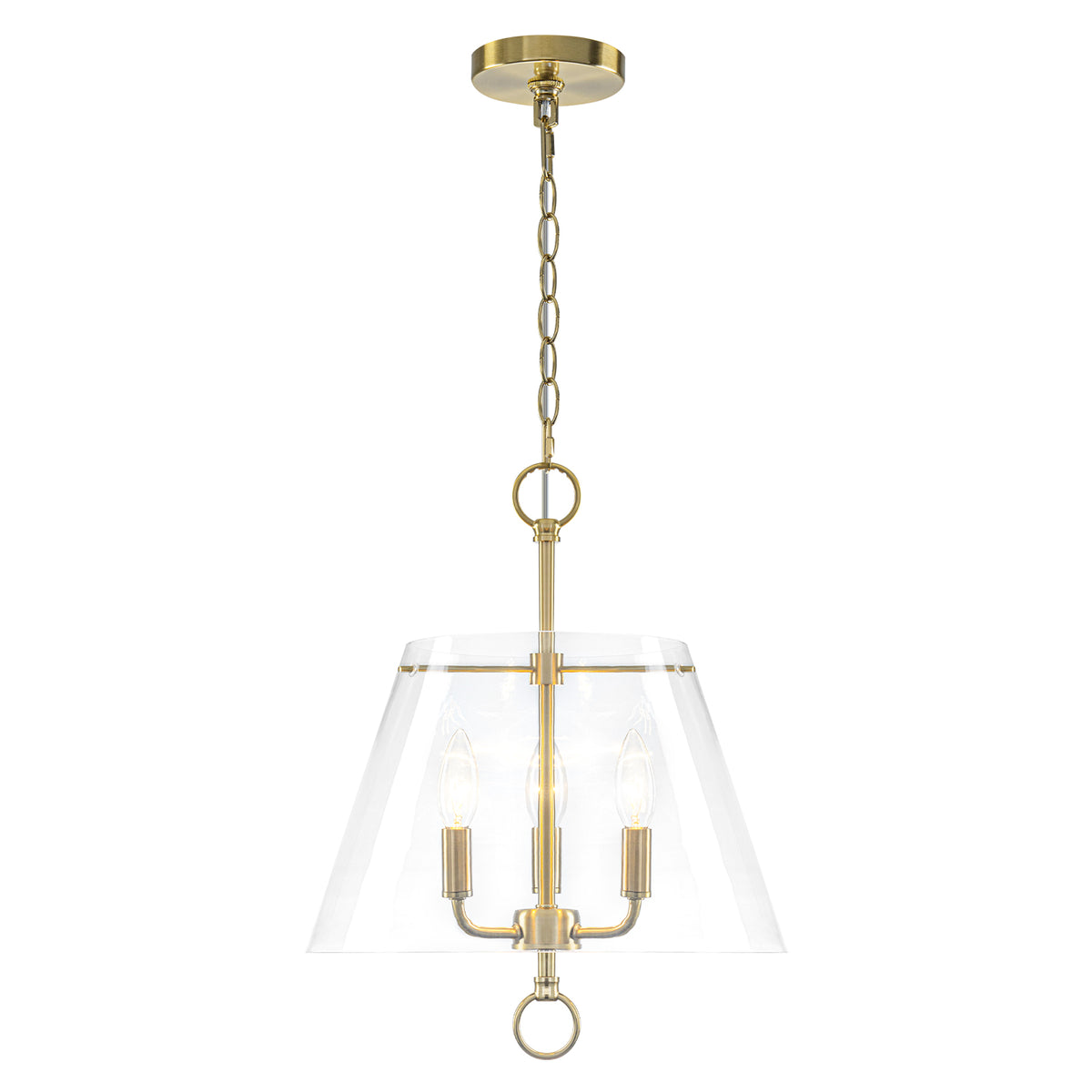 14.21" 3-Light Modern Gold Pendant Chandelier with Clear Glass Shades - product image 8 | Zenvolit