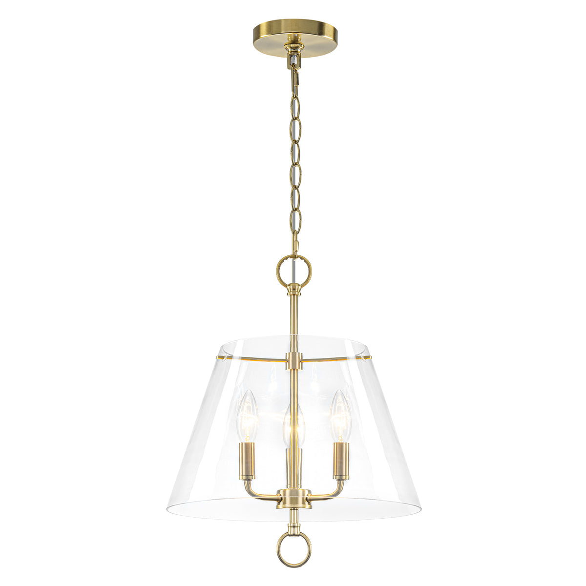 14.21" 3-Light Modern Gold Pendant Chandelier with Clear Glass Shades - product image 9 | Zenvolit