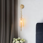 1-Light Vintage Gold Wall Sconce with Amber Glass Shade Retro Fixture - product image 1 | Zenvolit